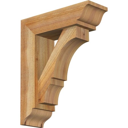 Ekena Millwork Balboa Traditional Rough Sawn Bracket w/ Offset Brace, Western Red Cedar, 6"W x 18"D x 22"H BKT0604X18X22BOA01RWR